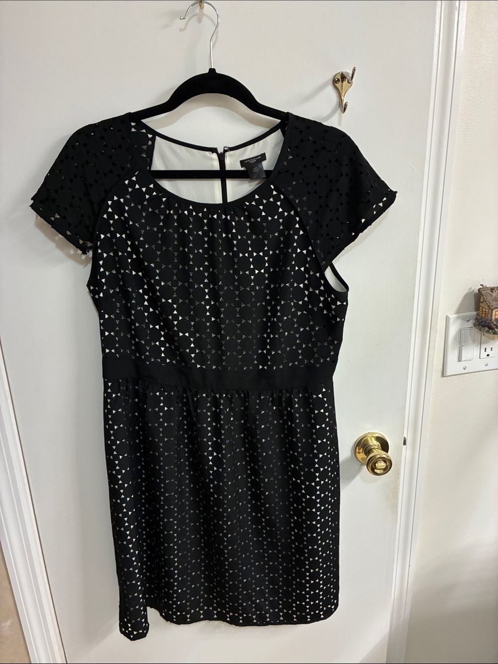 Ann Taylor Factory Black Eyelet Midi Dress Sz 12P